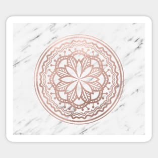 Marble mandala - soft rose gold on white Sticker